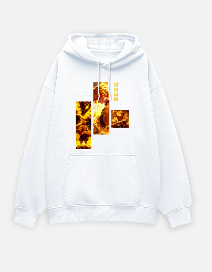 Anime Oversized Hoodie hoodie oversized fit cotton fabric heavyweight fabric printed design anime inspired design detail view by HAViT Apparel
