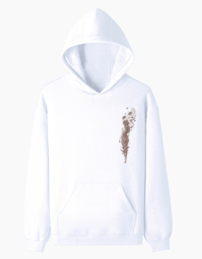 Floral Spirit- Pullover Hoodie hoodie regular fit cotton fabric heavyweight fabric detail view by HAViT Apparel