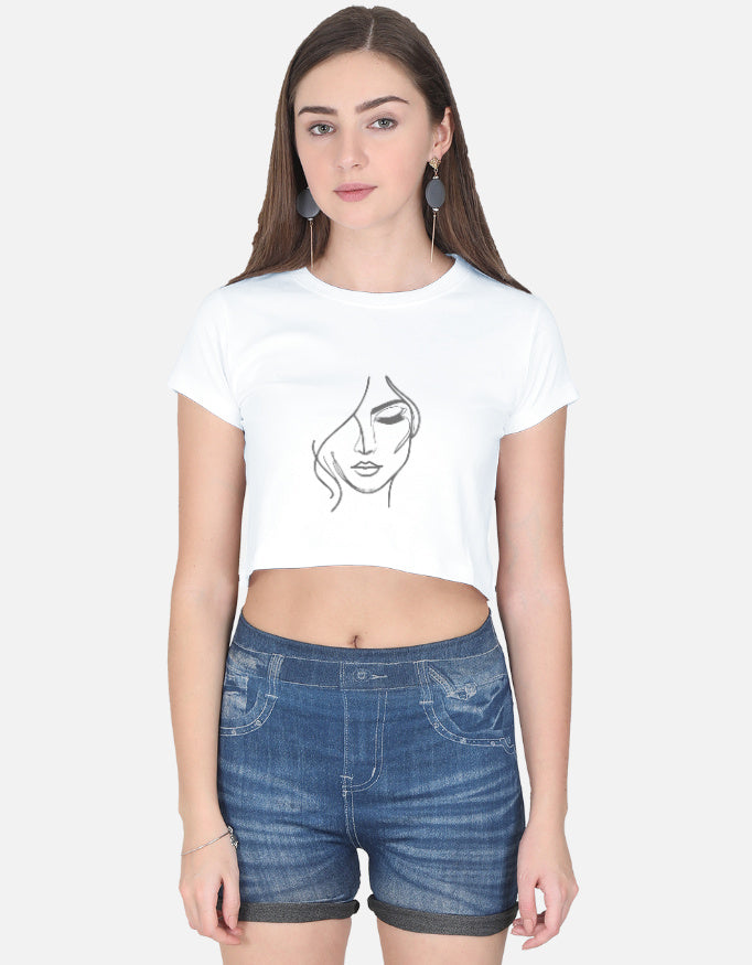 Minimal One-Line Face Crop Tee cotton fabric heavyweight fabric detail view by HAViT Apparel