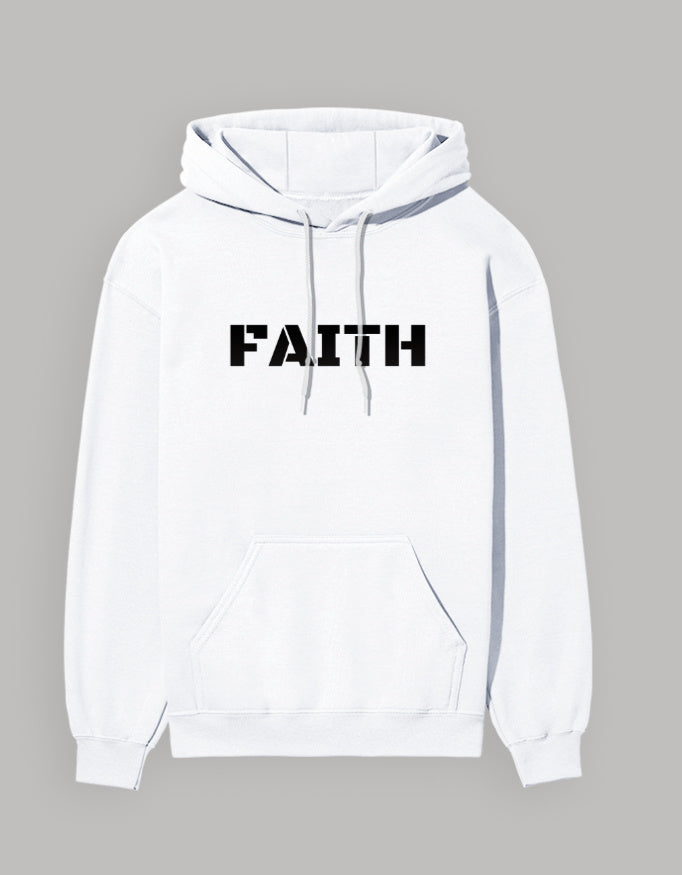 Faith Classic Hoodie hoodie regular fit cotton fabric heavyweight fabric printed design detail view by HAViT Apparel