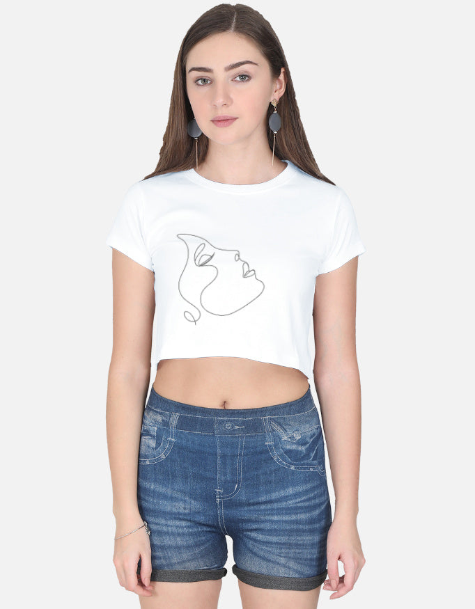 Single Line Silhouette Crop Top cotton fabric heavyweight fabric detail view by HAViT Apparel