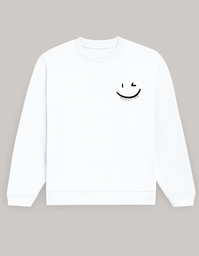 Happy Me Sweatshirt sweatshirt regular fit cotton fabric heavyweight fabric printed design detail view by HAViT Apparel