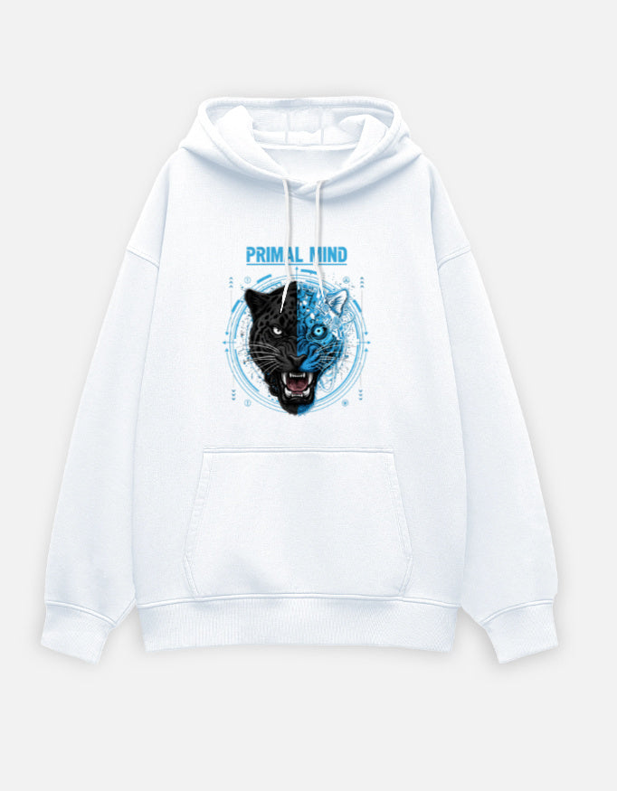 Primal Mind- Oversized Hoodie sweatshirt oversized fit cotton fabric heavyweight fabric detail view by HAViT Apparel