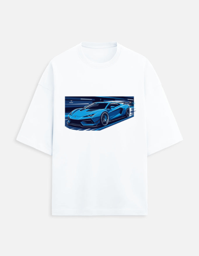 Neon Velocity Oversized Terry Tshirt oversized fit cotton fabric heavyweight fabric graphic print printed design detail view by HAViT Apparel