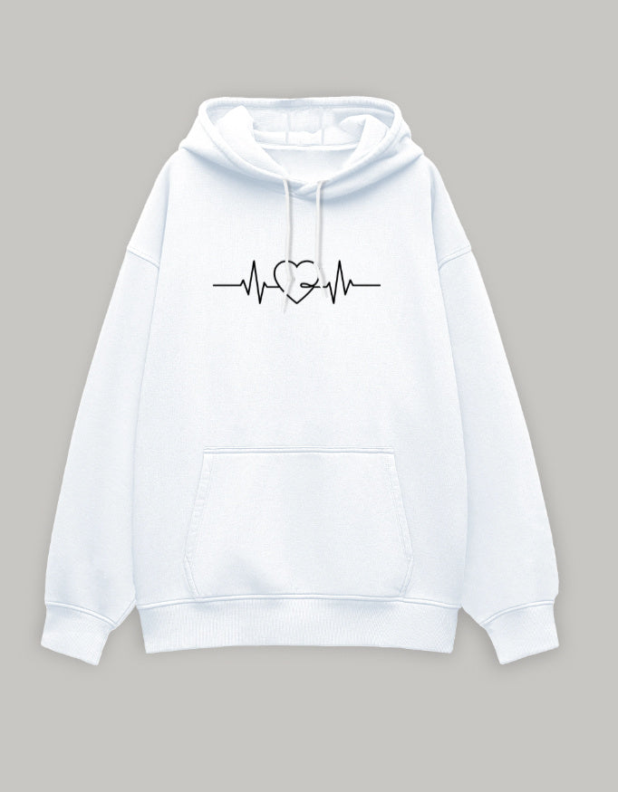 Love Pulse Oversized Hoodie hoodie oversized fit cotton fabric heavyweight fabric graphic print detail view by HAViT Apparel