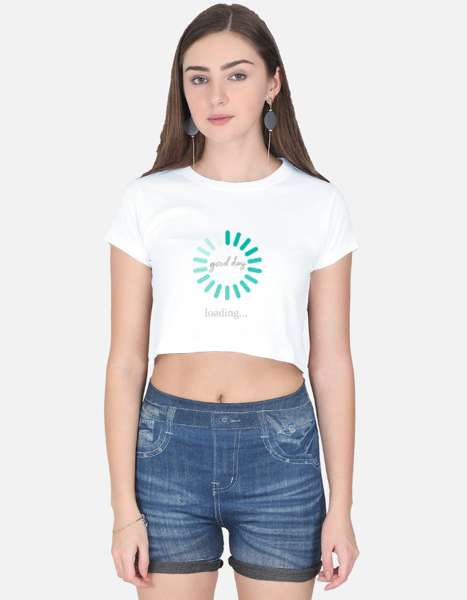 Loading a Good Day Crop Tee cotton fabric heavyweight fabric detail view by HAViT Apparel