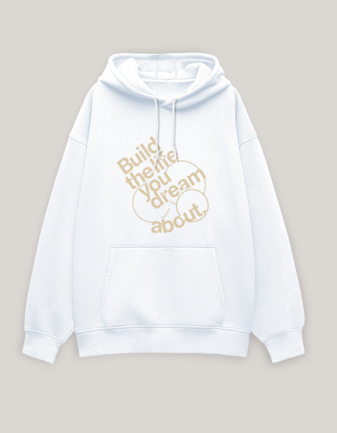 Build The Life You Dream About – Unisex Oversized Hoodie hoodie oversized fit cotton fabric heavyweight fabric detail view by HAViT Apparel