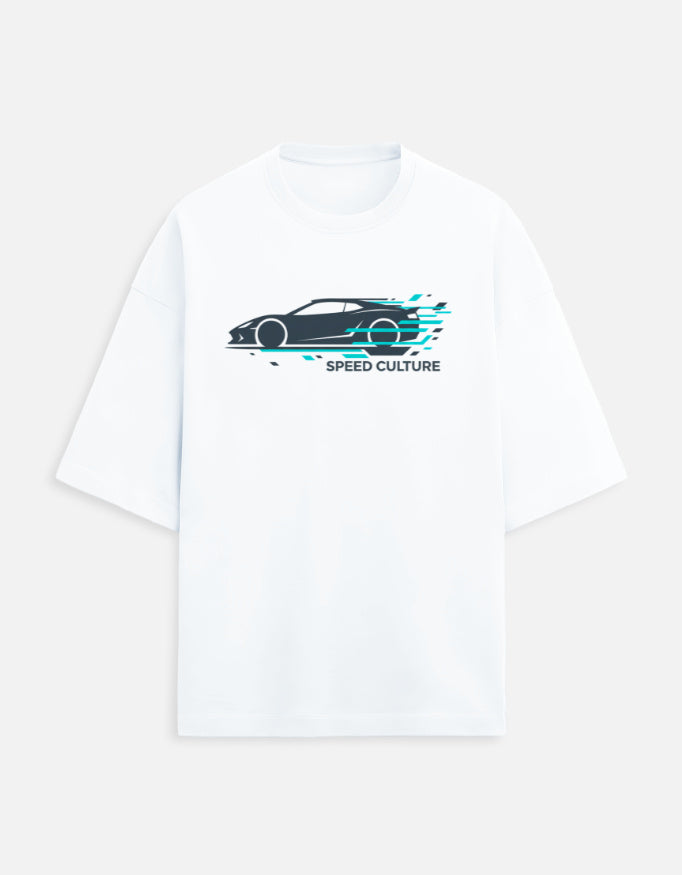 Speed Culture Oversized Terry Tshirt oversized fit cotton fabric heavyweight fabric graphic print printed design detail view by HAViT Apparel