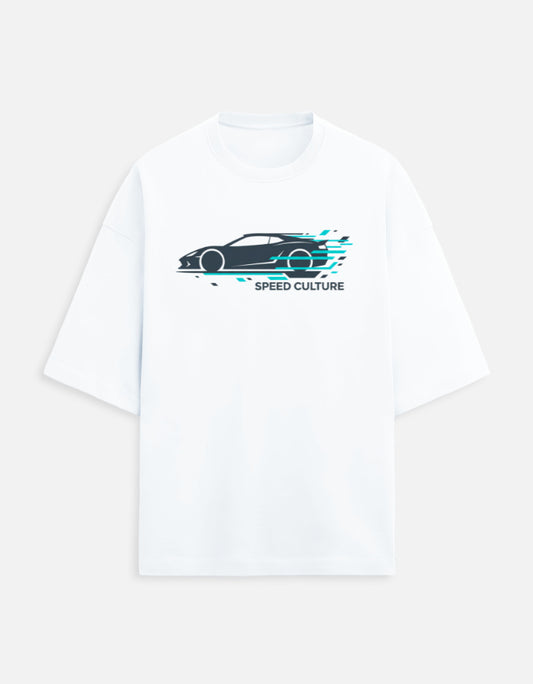 Speed Culture Oversized Terry Tshirt oversized fit cotton fabric heavyweight fabric graphic print printed design detail view by HAViT Apparel