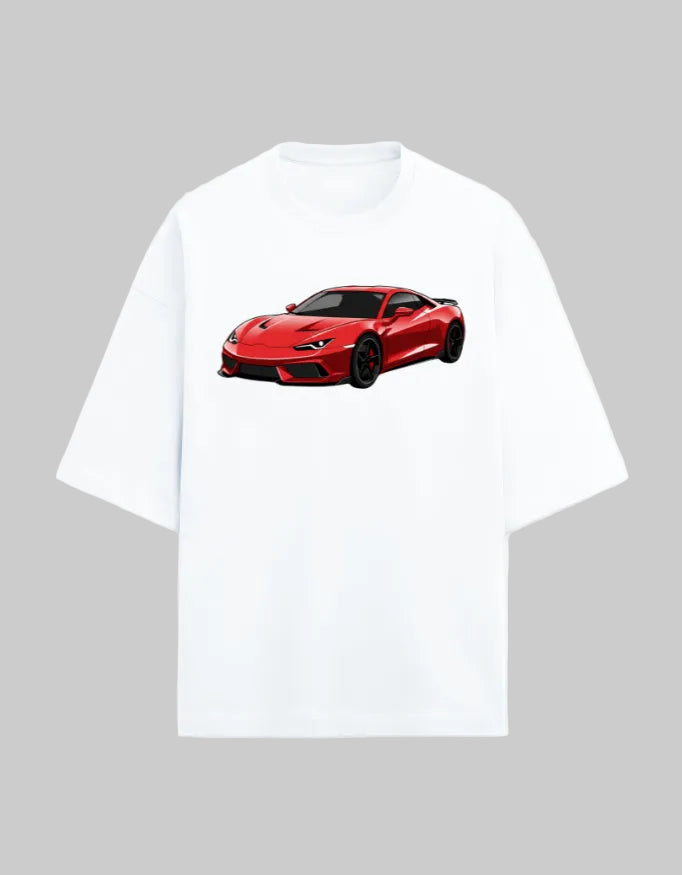 Scarlet Velocity Oversized Terry Tshirt oversized fit cotton fabric heavyweight fabric graphic print printed design detail view by HAViT Apparel