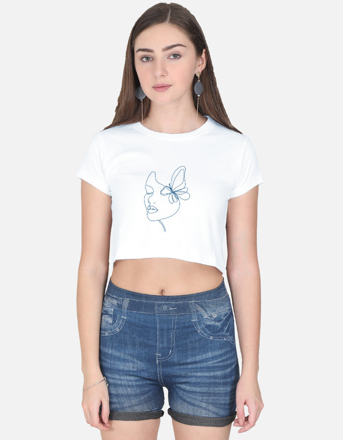 Single Line Muse Crop Top cotton fabric heavyweight fabric detail view by HAViT Apparel