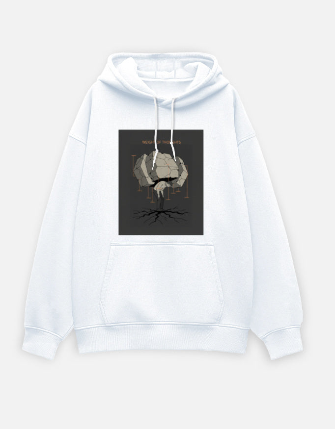 Weight Of Thought- Oversized Hoodie hoodie oversized fit cotton fabric heavyweight fabric detail view by HAViT Apparel