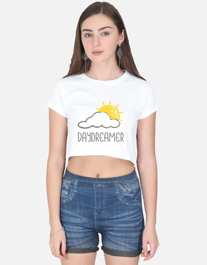 Cloudy Daydream Crop Tee cotton fabric heavyweight fabric detail view by HAViT Apparel