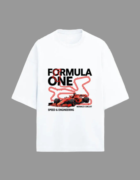 Monaco Night Sprint Oversized Terry Tshirt oversized fit regular fit cotton fabric heavyweight fabric graphic print printed design detail view by HAViT Apparel