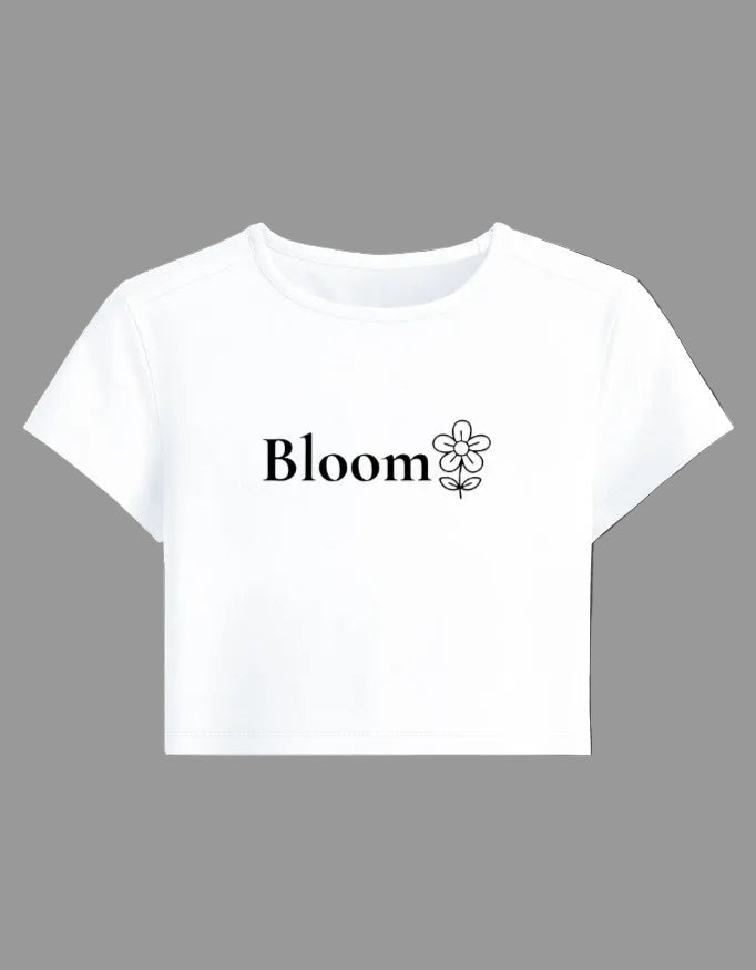 Bloom Baby Tee – Soft Growth Aesthetic cotton fabric heavyweight fabric detail view by HAViT Apparel