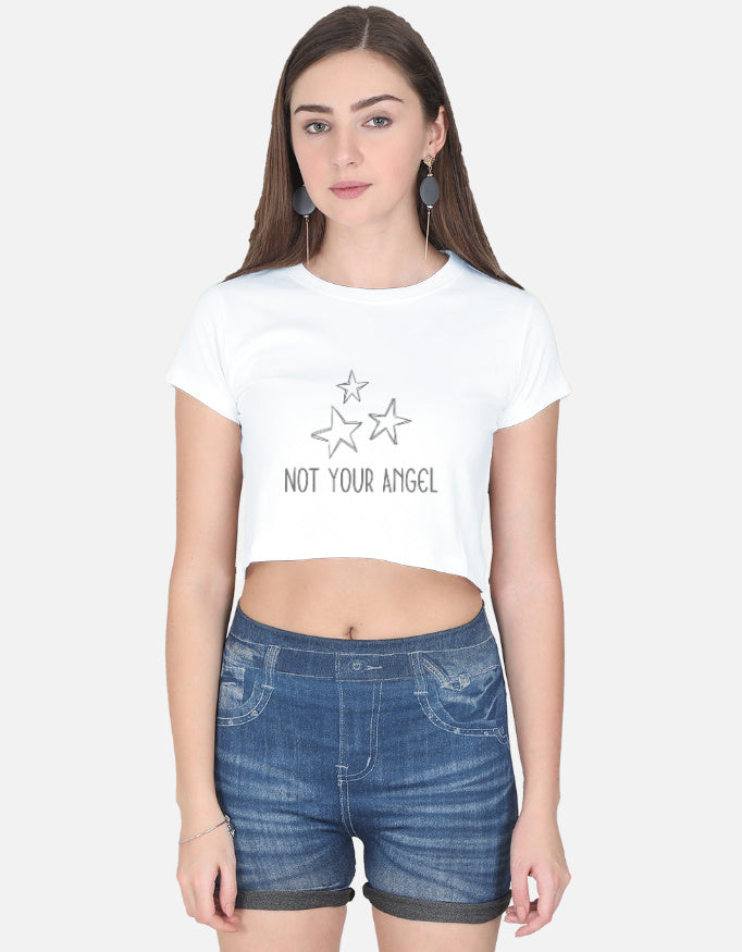 Not Your Angel Crop Top cotton fabric heavyweight fabric detail view by HAViT Apparel