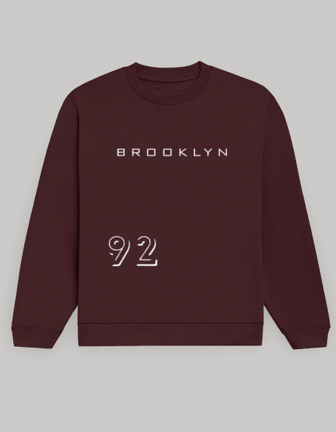 Brooklyn 92 Graphic Men’s Sweatshirt sweatshirt regular fit cotton fabric heavyweight fabric graphic print printed design detail view by HAViT Apparel