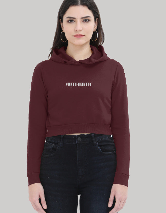Women’s Authentic Crop Hoodie – Barcode Graphic Style hoodie cotton fabric heavyweight fabric detail view by HAViT Apparel