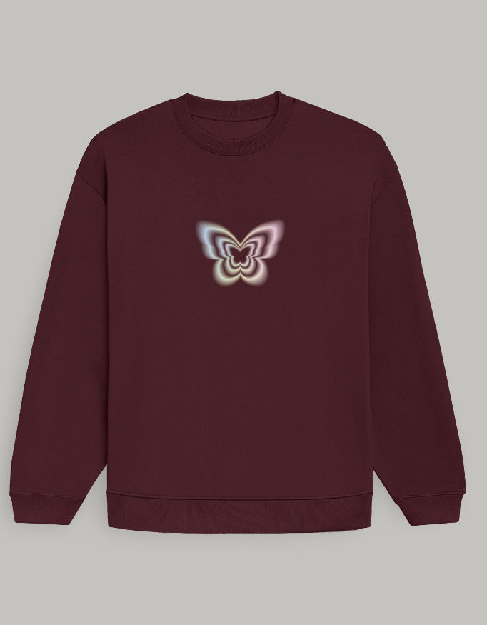 Soft Glow Butterfly Oversized Sweatshirt sweatshirt oversized fit cotton fabric heavyweight fabric printed design detail view by HAViT Apparel