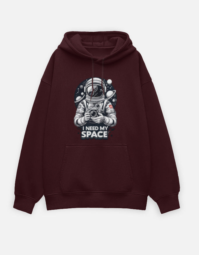 I Need My Space- Oversized Hoodie hoodie oversized fit cotton fabric heavyweight fabric detail view by HAViT Apparel