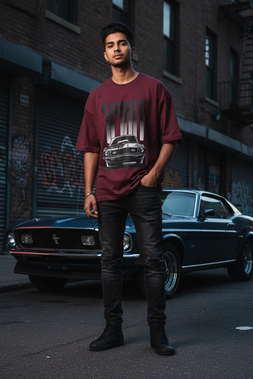 Midnight Sprint – Oversized Terry T-Shirt