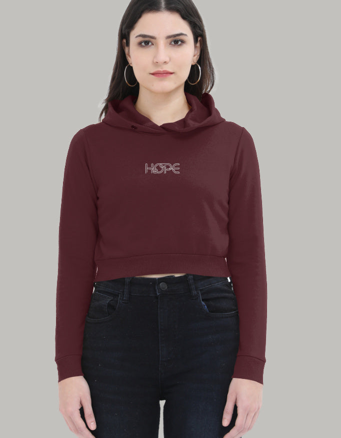 Hope Women's Cropped Hoodie hoodie cotton fabric heavyweight fabric printed design detail view by HAViT Apparel
