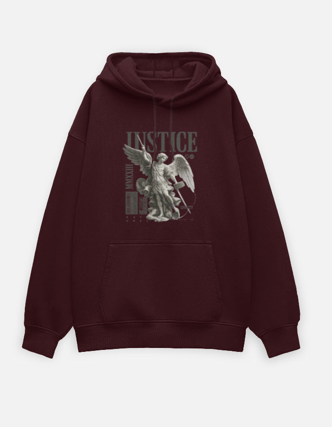 Divine Justice- Oversized Hoodie hoodie oversized fit cotton fabric heavyweight fabric detail view by HAViT Apparel