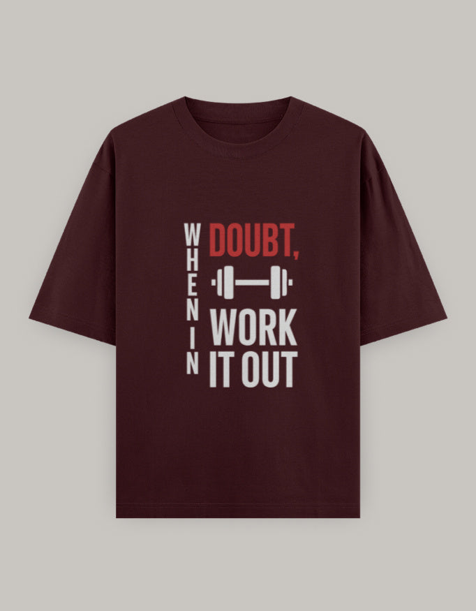 Work It Out Classic Oversized Fit t-shirt oversized fit detail view by HAViT Apparel