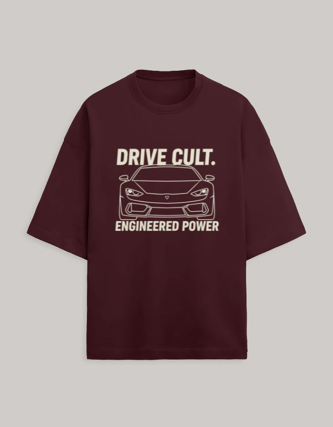 Drive Cult – Engineered Power Oversized Terry Tshirt oversized fit cotton fabric heavyweight fabric graphic print printed design detail view by HAViT Apparel