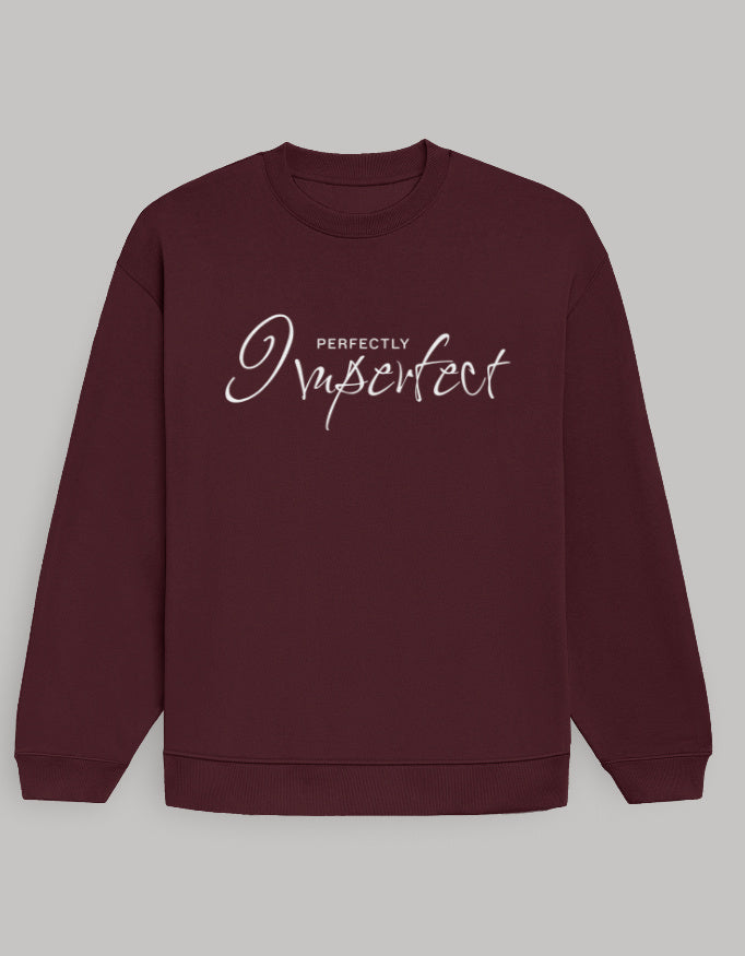 Perfectly Imperfect Graphic Sweatshirt for Men – Relaxed Fit sweatshirt oversized fit cotton fabric heavyweight fabric printed design detail view by HAViT Apparel