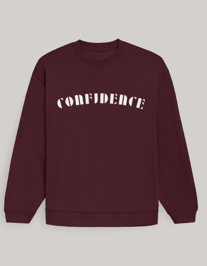 Men’s Oversized Confidence Typography Sweatshirt sweatshirt oversized fit cotton fabric heavyweight fabric graphic print printed design detail view by HAViT Apparel