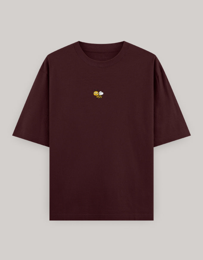 Sweet Sting Embroidered Oversized Women’s Tee t-shirt oversized fit cotton fabric heavyweight fabric embroidered design detail view by HAViT Apparel