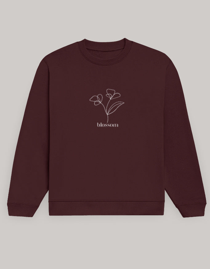 Women’s Regular Fit Sweatshirt with Blossom Floral Graphic sweatshirt regular fit cotton fabric heavyweight fabric printed design detail view by HAViT Apparel