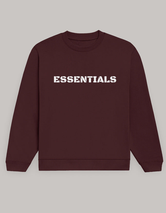 Men’s Bold Essentials Sweatshirt – Trendy Winter Essentials sweatshirt regular fit cotton fabric heavyweight fabric printed design detail view by HAViT Apparel