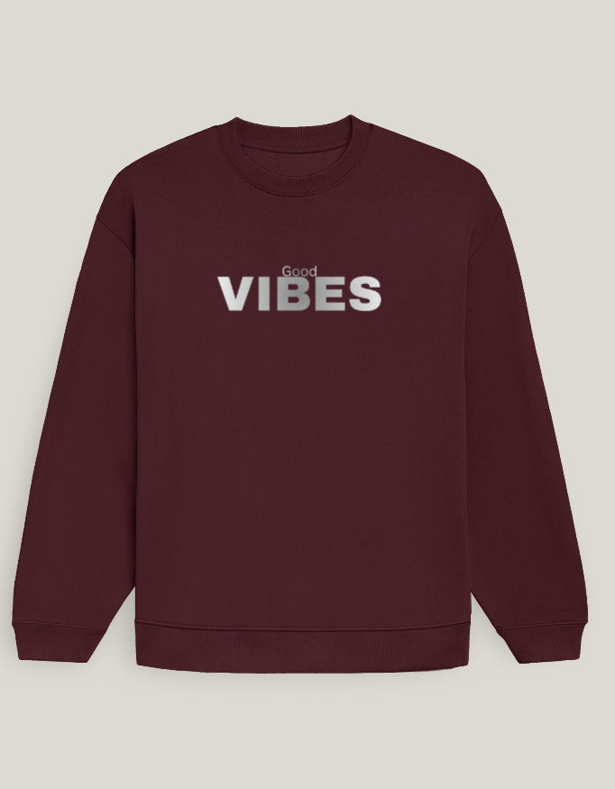 Good Vibes Oversized Men’s Sweatshirt sweatshirt oversized fit cotton fabric heavyweight fabric detail view by HAViT Apparel