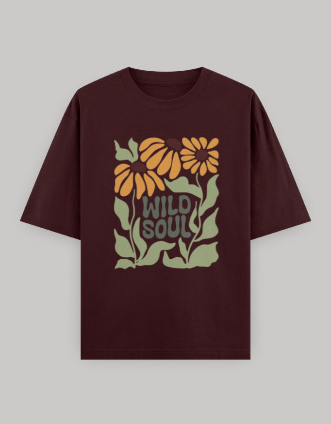 Untamed Soul Oversized Cotton T-Shirt t-shirt oversized fit cotton fabric heavyweight fabric printed design detail view by HAViT Apparel