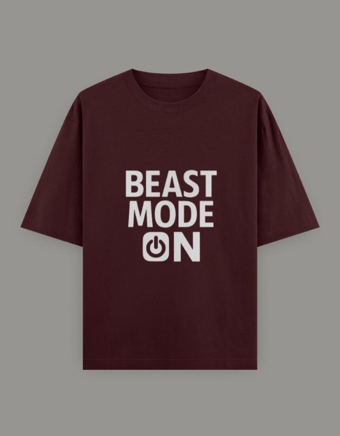 Bold Beast Mode Classic Oversize tee t-shirt oversized fit printed design detail view by HAViT Apparel