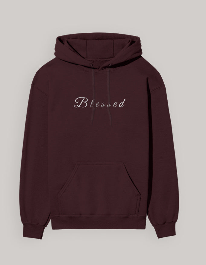 Blessed Hoodie – Minimal Lifestyle Edition hoodie regular fit cotton fabric heavyweight fabric printed design detail view by HAViT Apparel