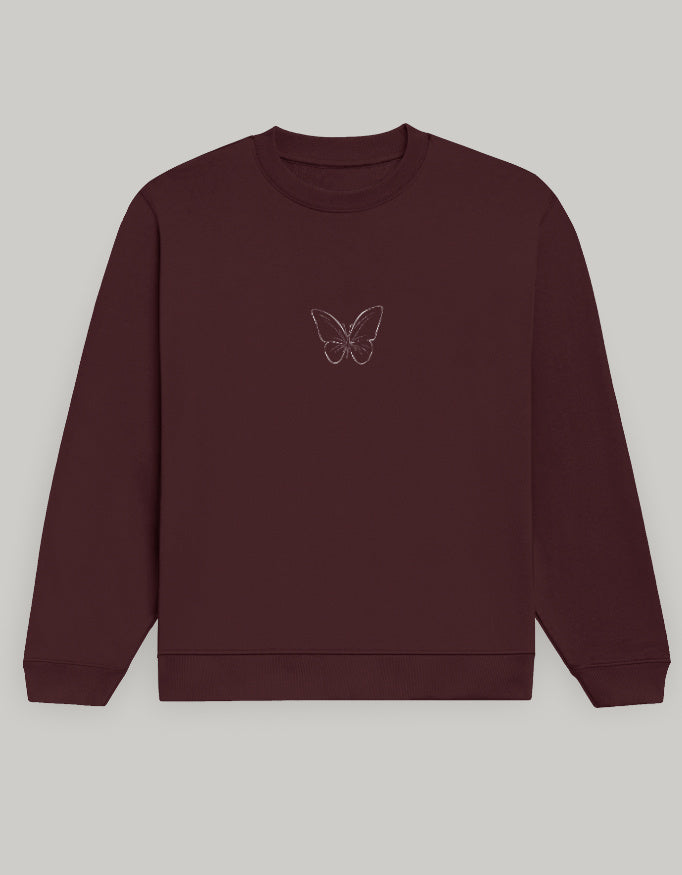 Aesthetic Butterfly Print Women’s Sweatshirt sweatshirt regular fit cotton fabric heavyweight fabric graphic print printed design detail view by HAViT Apparel