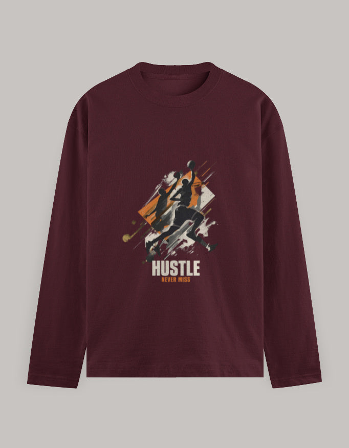 Full Sleeve T-Shirt regular fit cotton fabric heavyweight fabric detail view by HAViT Apparel