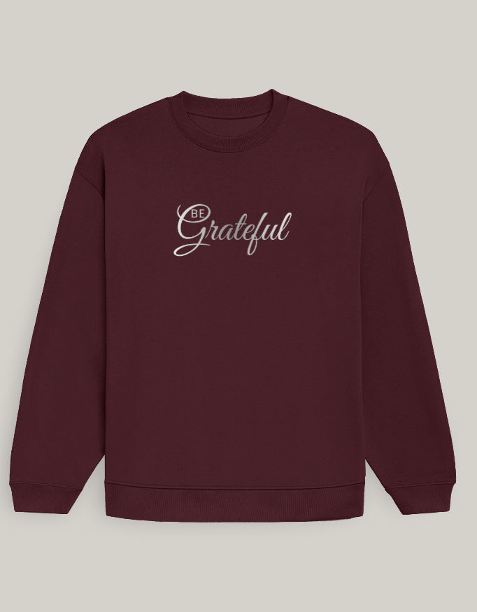 Stay Grateful Women’s Oversized Sweatshirt sweatshirt oversized fit cotton fabric heavyweight fabric detail view by HAViT Apparel