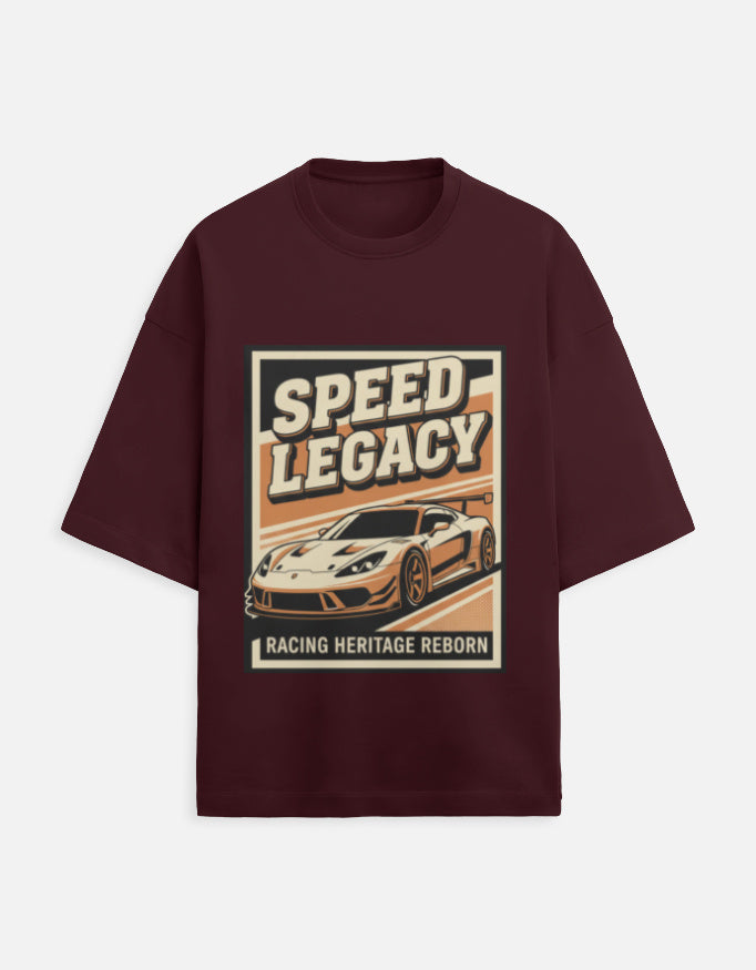 Speed Legacy Oversized Terry Tshirt oversized fit cotton fabric heavyweight fabric graphic print printed design detail view by HAViT Apparel