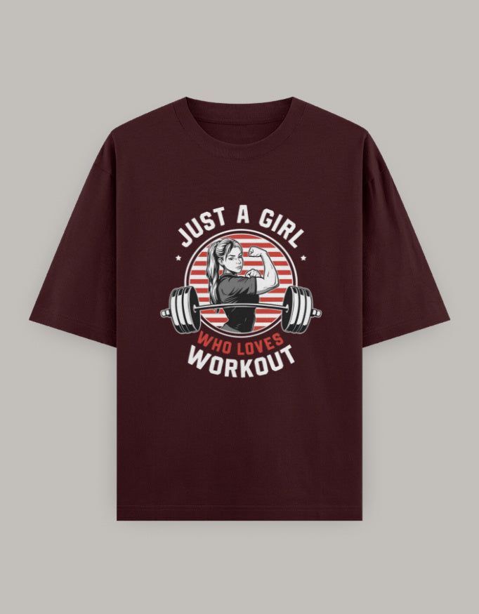 Girl Power Oversized Workout Tee t-shirt oversized fit detail view by HAViT Apparel