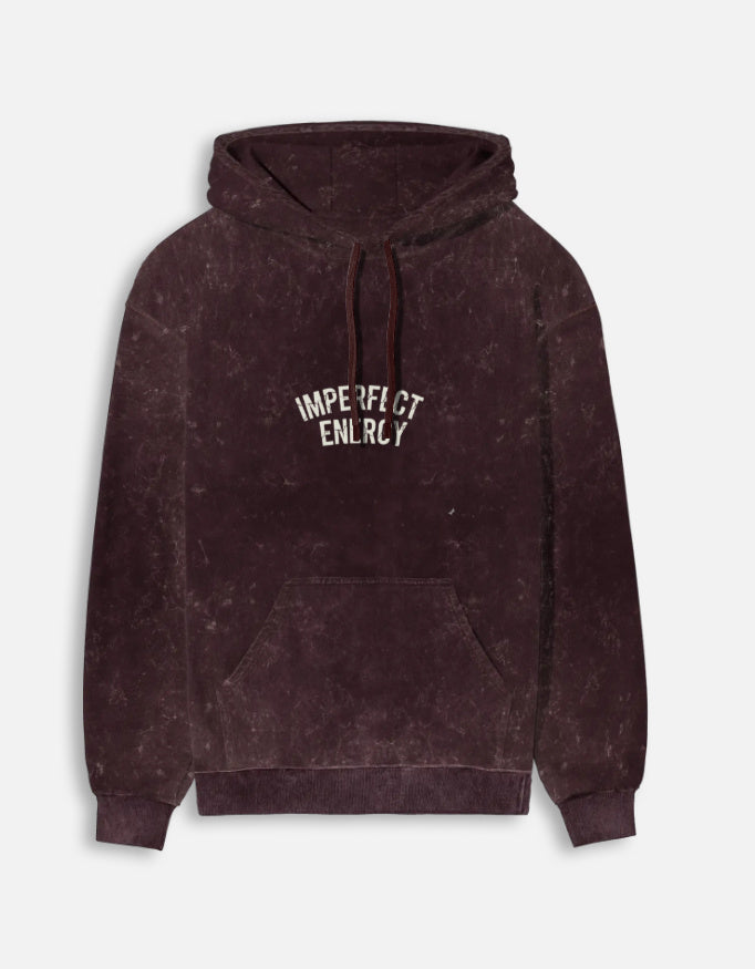 Imperfect Energy- Acid Washed Hoodie hoodie oversized fit acid washed cotton fabric heavyweight fabric printed design detail view by HAViT Apparel