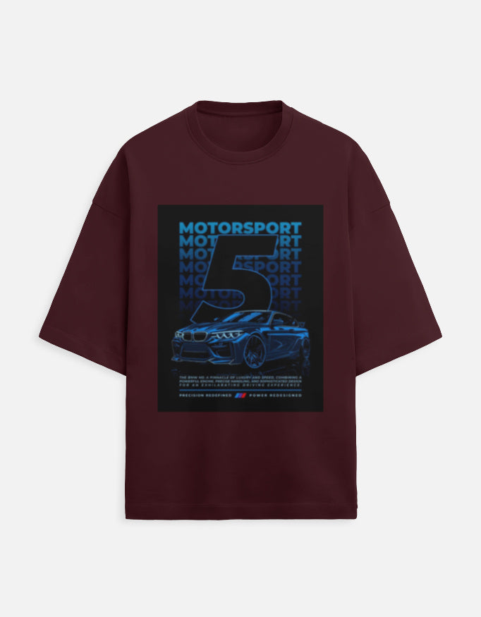 Motorsport Five Oversized Terry Tshirt oversized fit cotton fabric heavyweight fabric graphic print printed design detail view by HAViT Apparel