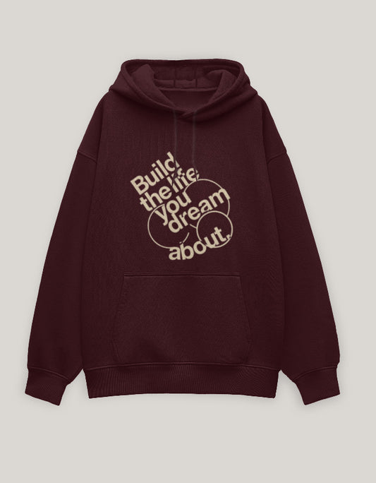 Build The Life You Dream About – Unisex Oversized Hoodie hoodie oversized fit cotton fabric heavyweight fabric detail view by HAViT Apparel