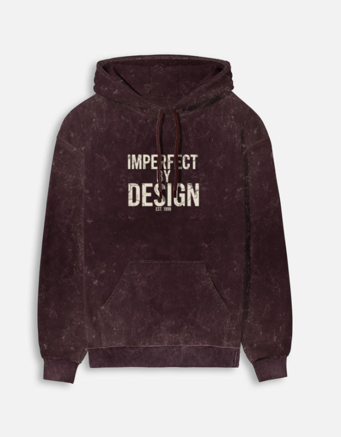 Imperfect By Design Acid Washed Hoodie oversized fit acid washed cotton fabric heavyweight fabric detail view by HAViT Apparel
