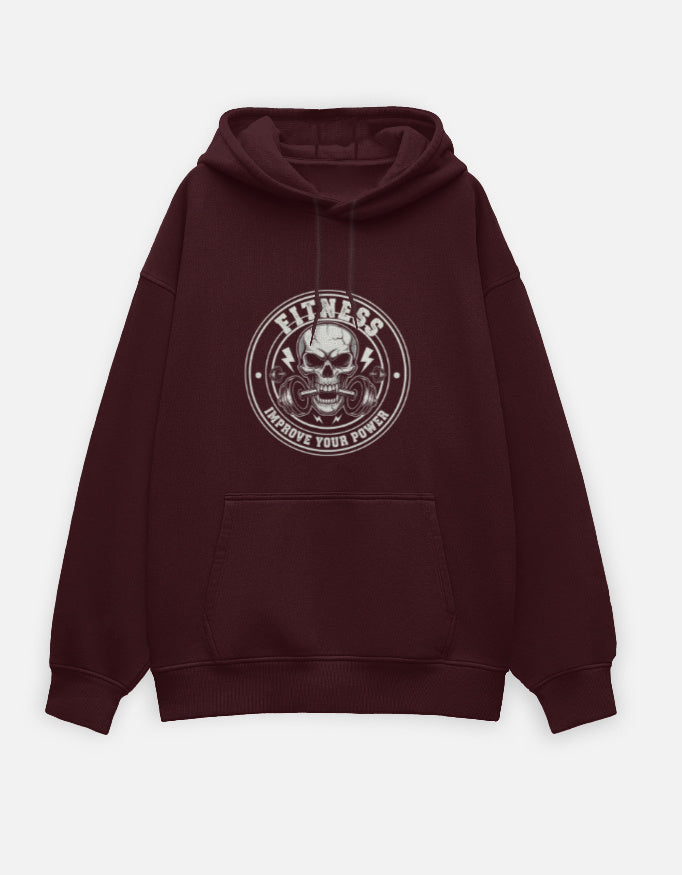 Fitness Improve Your Power- Oversized Hoodie hoodie oversized fit cotton fabric heavyweight fabric detail view by HAViT Apparel