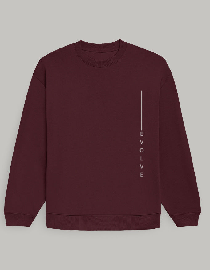 Premium Oversized Sweatshirt with EVOLVE Vertical Design sweatshirt oversized fit cotton fabric heavyweight fabric printed design detail view by HAViT Apparel