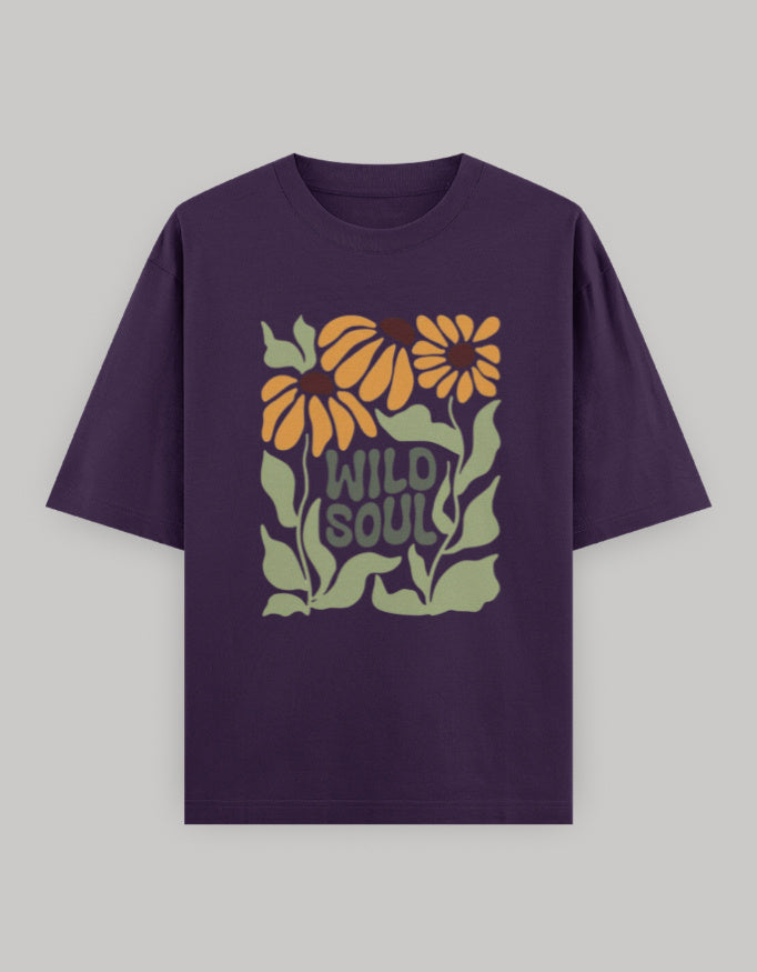 Untamed Soul Oversized Cotton T-Shirt t-shirt oversized fit cotton fabric heavyweight fabric printed design detail view by HAViT Apparel